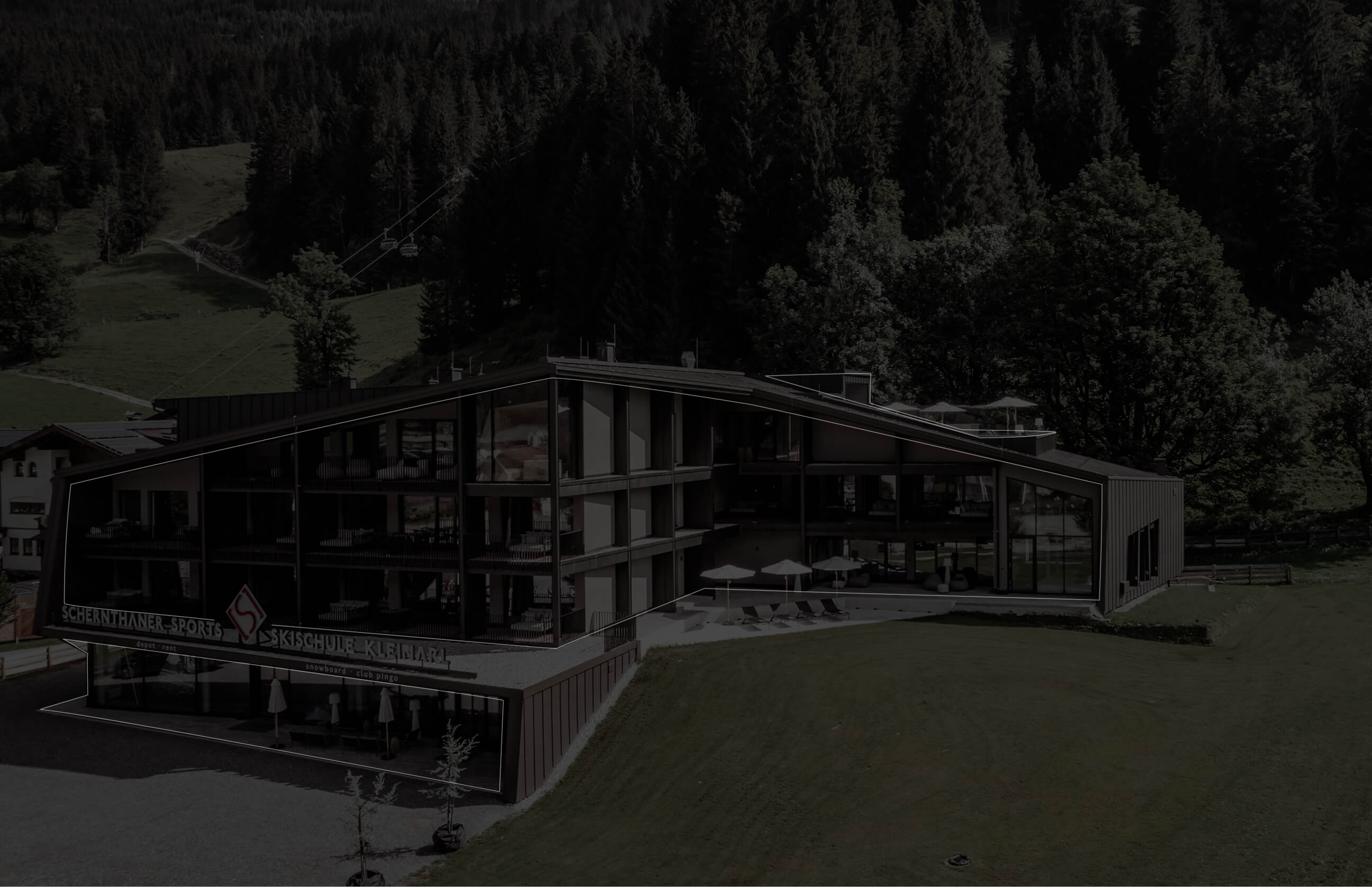 Übersichtsplan Schernthaner sports, Skischule Kleinarl und Aparthotel JoAnn. Dreh dich im Kreis und erlebe alles in einem.